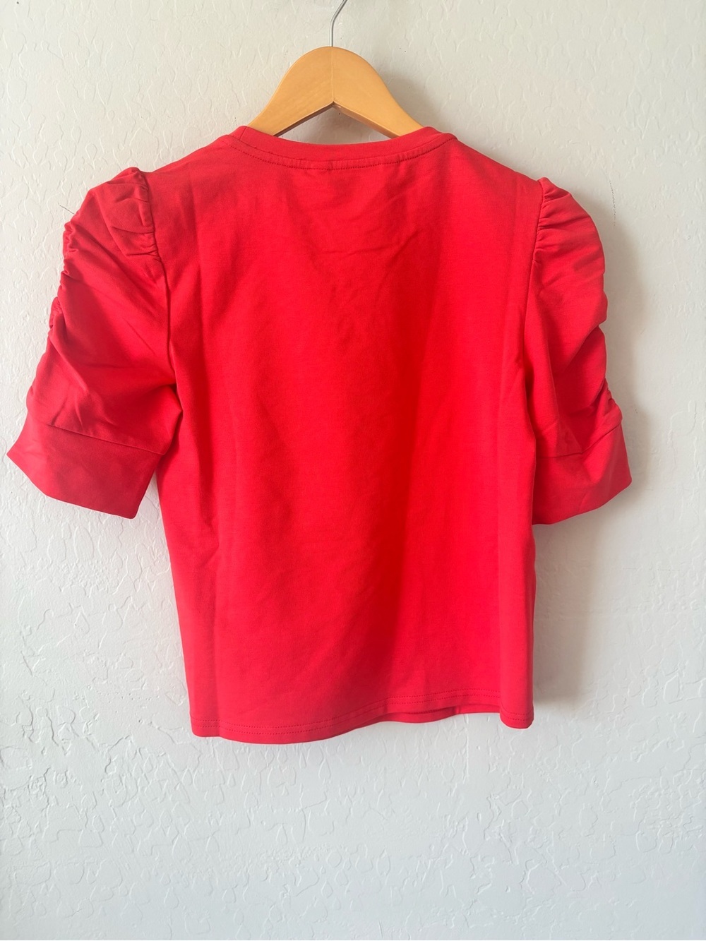 NWT Walter Baker Bright Red Skippy Puff-Sleeve Cotton Tee - Picture 4 of 8